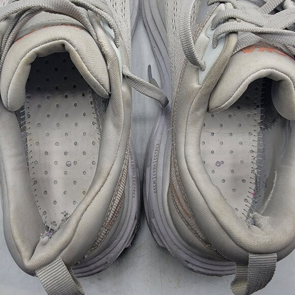 Hoka One One Bondi 8 Womens 10B White Harbor Mist Lunar Rock Running Shoes - Picture 6 of 15